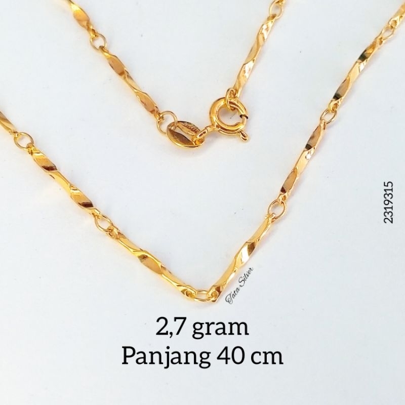 Kalung Rantai Biji Padi 40 cm Perak Lapis Emas (925 Sterling Silver Gold Plated) 2319315