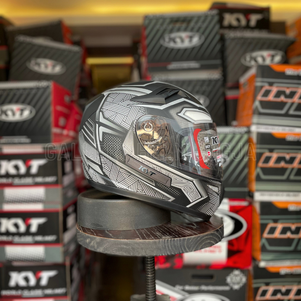KYT K2 Rider Flat Pinlock Black Panther Silver / helm kyt / helm full face / double visor / 100% ori
