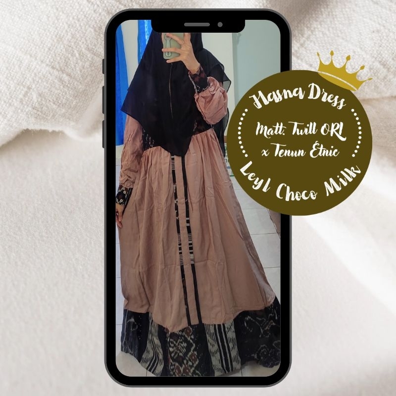 Hasna/Shafira/Bilqis Dress by HARFULHA.CO | Gamis Twill Ori × Tenun Etnik/Rayon Viscose