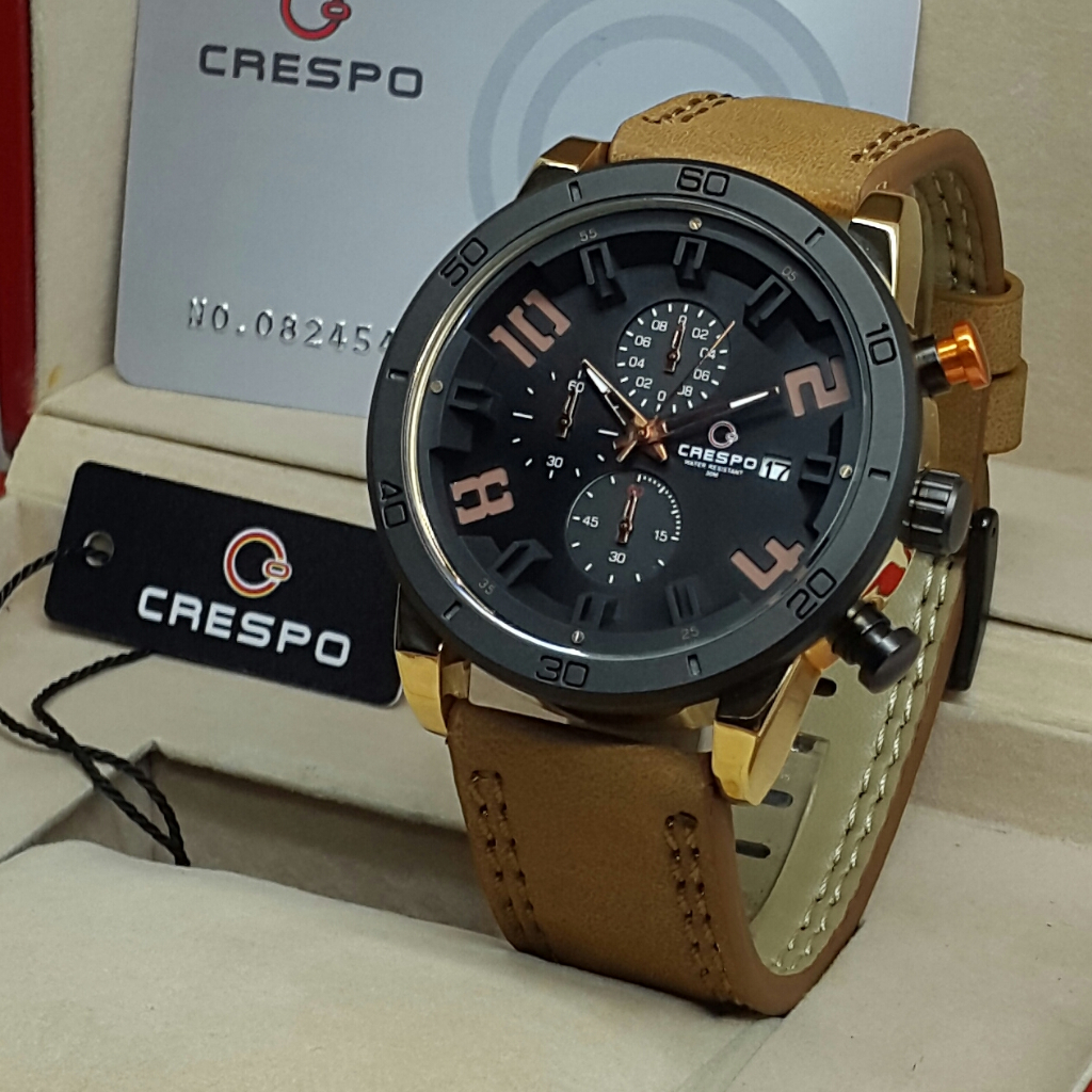 Jam tangan CRESPO Original C5010 crono kulit
