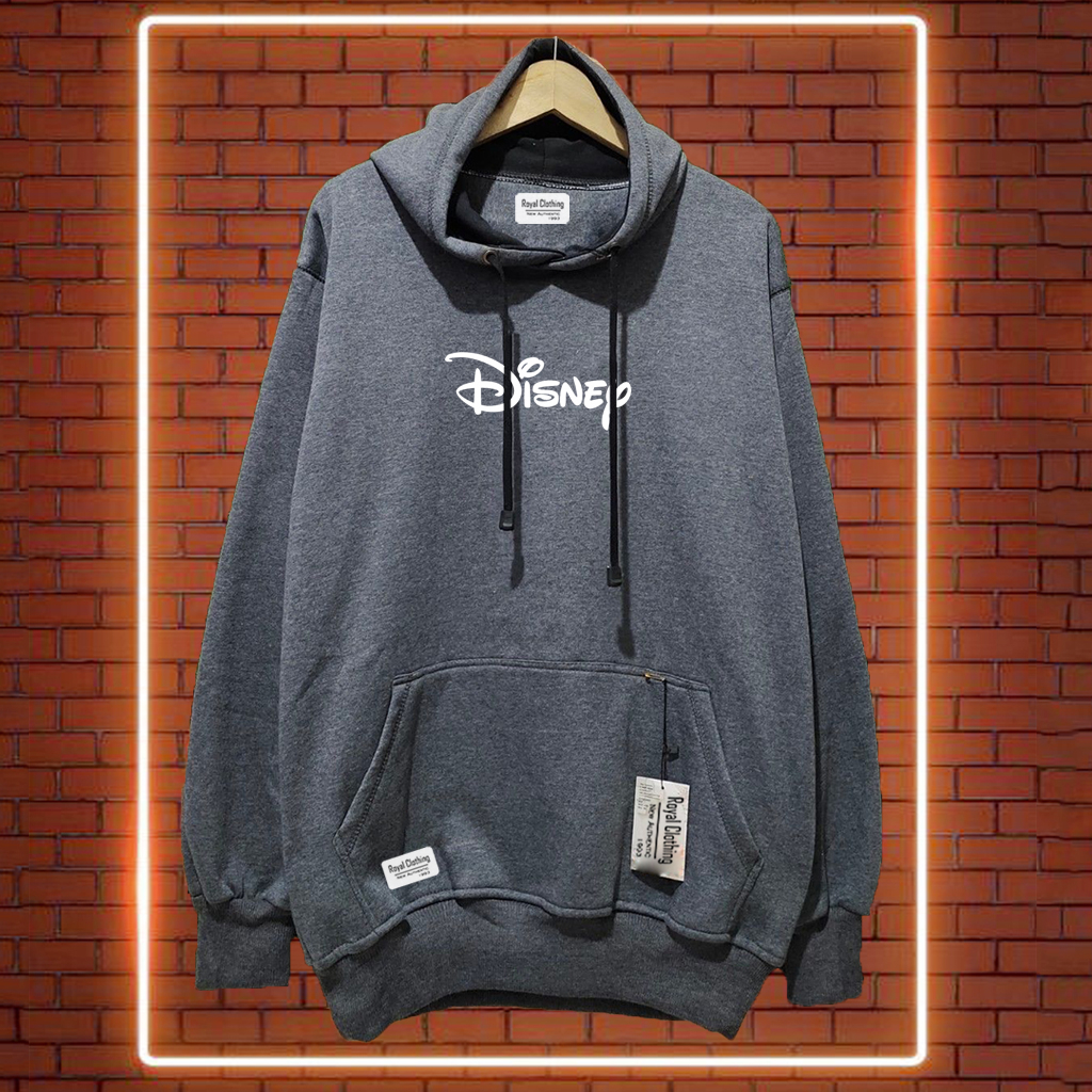 jaket distro original warna abu tua sablon DISNEY hoodie cowok distro original sweater pria keren or