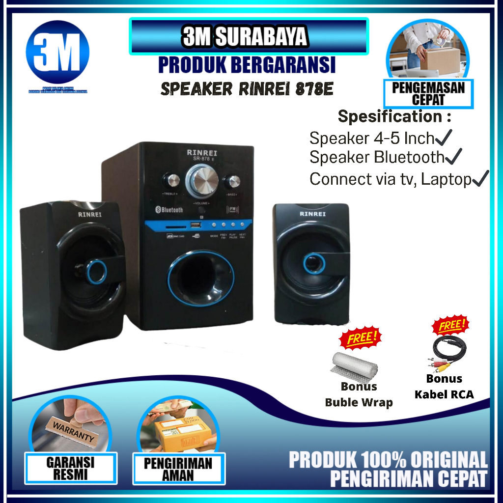 Speaker Blueetooth Multimedia Rin Rei 878E Garansi Resmi 1 Tahun | Speaker Bass Bluetooth | Speaker 