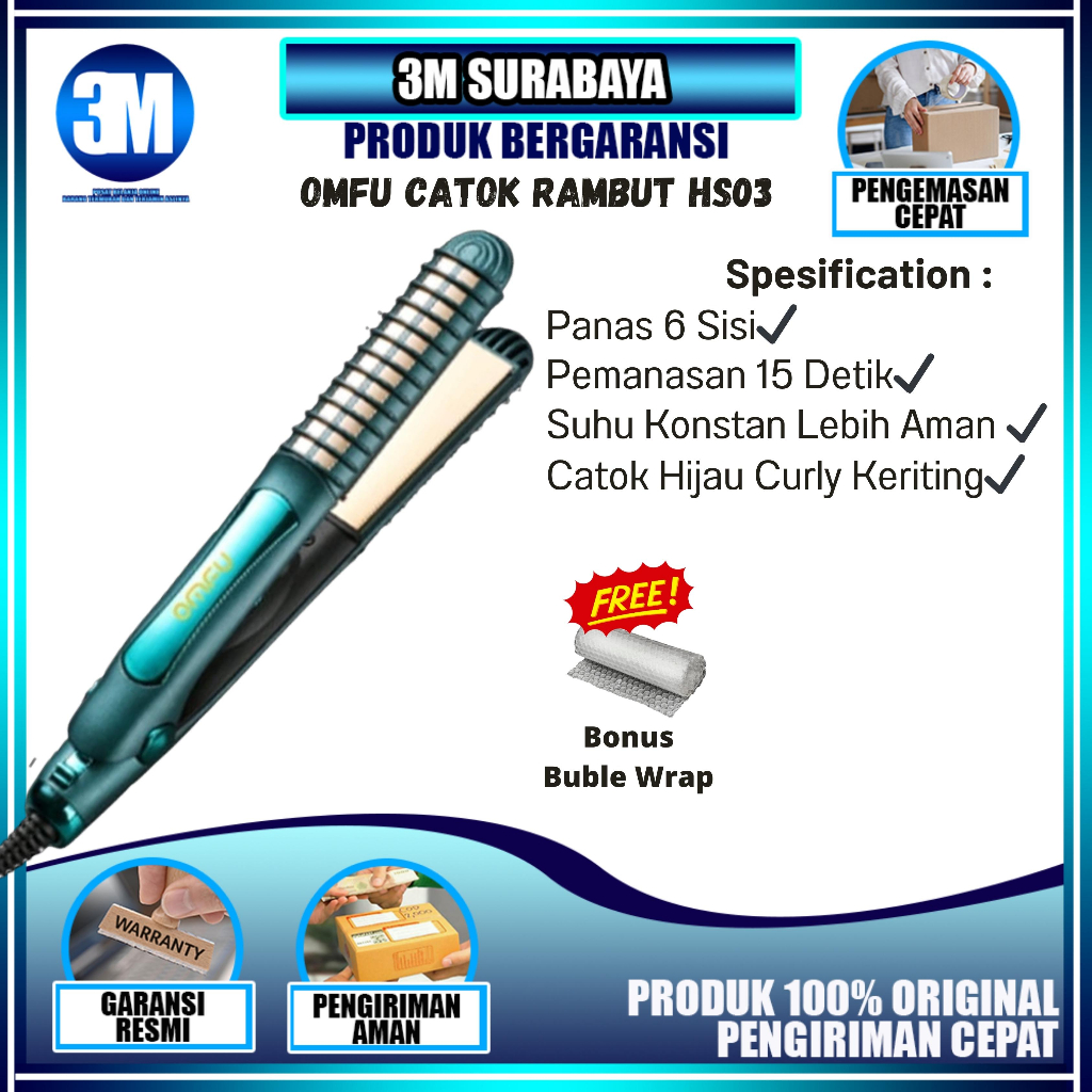 Catokan Rambut ORIGINAL Curly Lurus 2in1 Pelat | Pemanas 6 Sisi | Pemanasan Omfu Cepat Pada 15 Detik