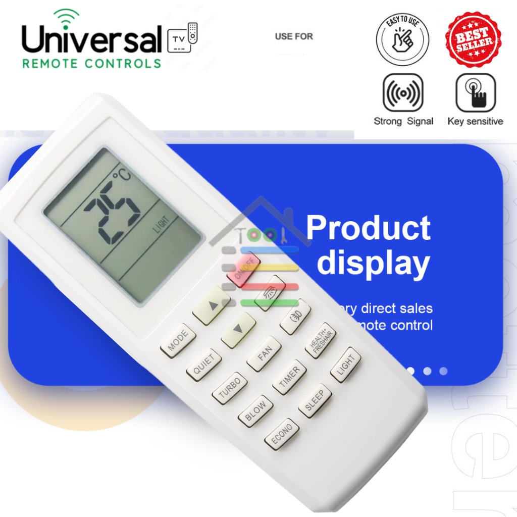REMOTE AC CHINA UNIVERSAL GREE DAIKIN SHARP SANYO AQUA TANPA SETTING