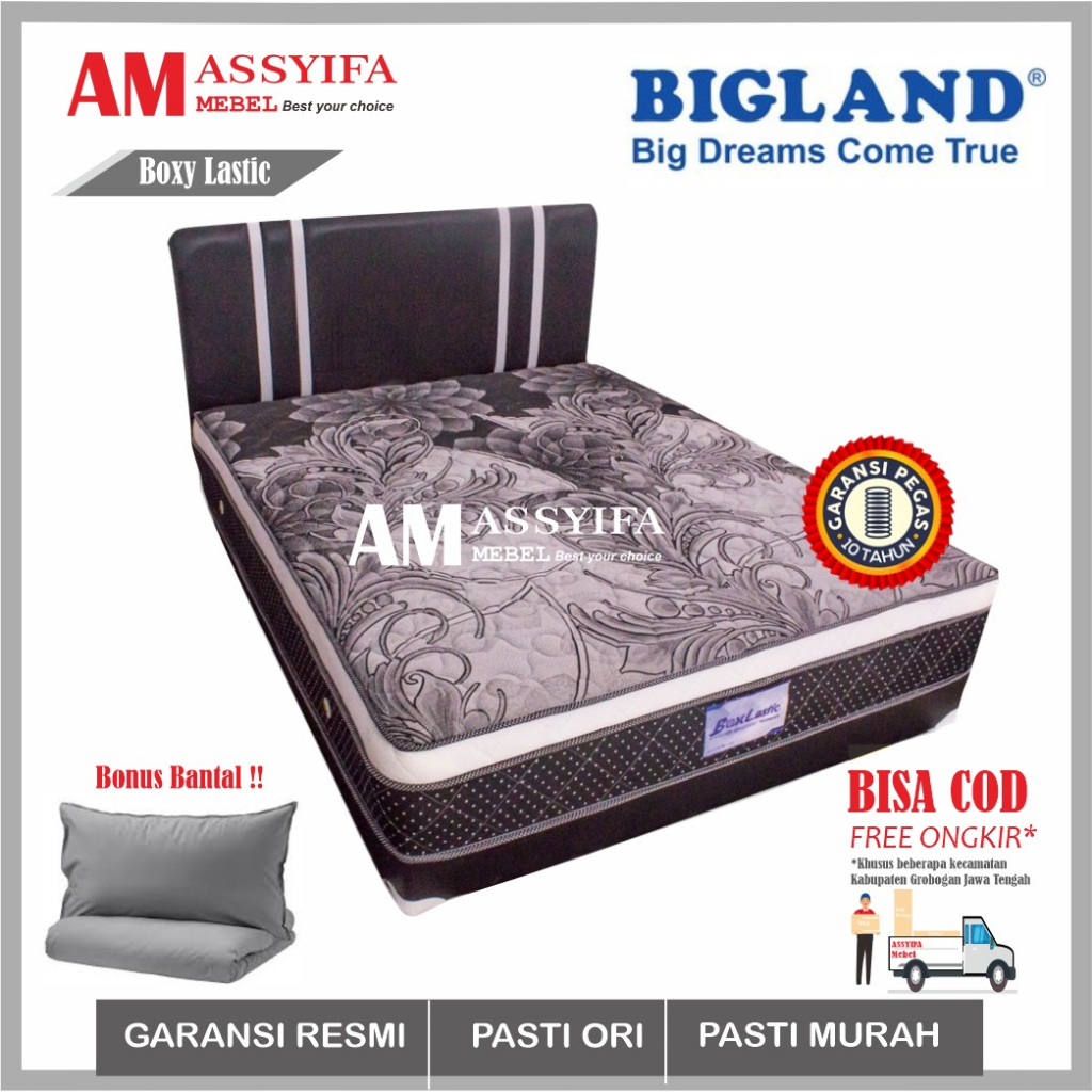 DIPAN+SPRINGBED BOXY LASTIC 160X200 BY BIGLAND TERMURAH, BERGARANSI RESMI