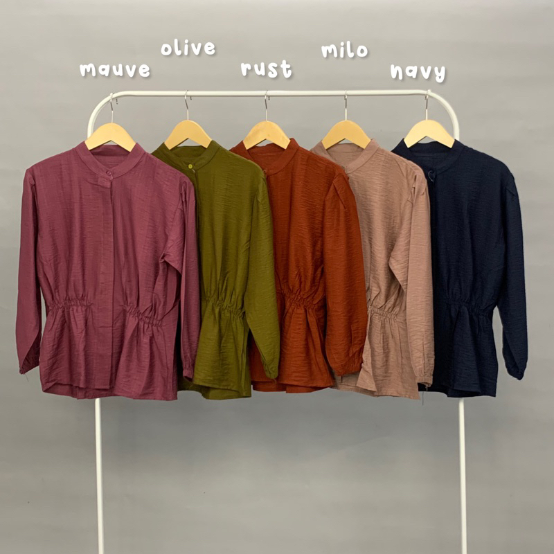 Blouse Kerut Pinggang Baju Tangan Karet