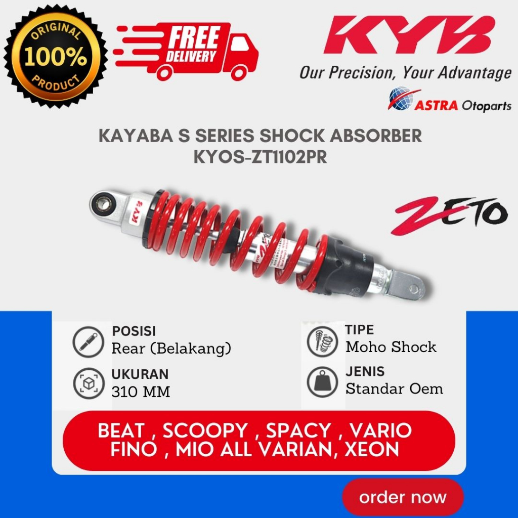 [COD] SHOCKBREAKER KAYABA KYOS-ZT1102PR UNTUK MOTOR ALL MATIC / SOKBREKER / SHOCK BREAKER BELAKANG /