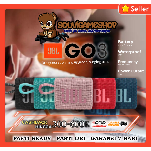 CUCI GUDANG JBL GO 3 Portable Bluetooth Wireless Speaker GO3 ORI BNIB