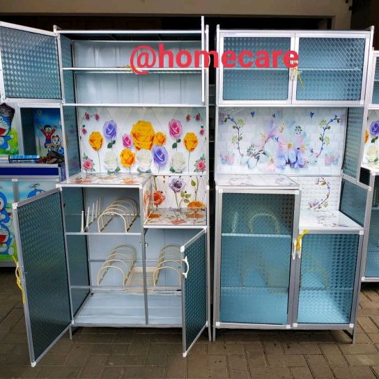 Lemari Piring / Rak Piring Aluminium Magic Com Gambar 2 &3 Pintu
