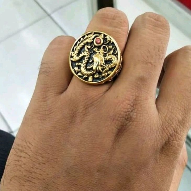 Cincin Titanium Pria Dragon Ring Skull Stainless