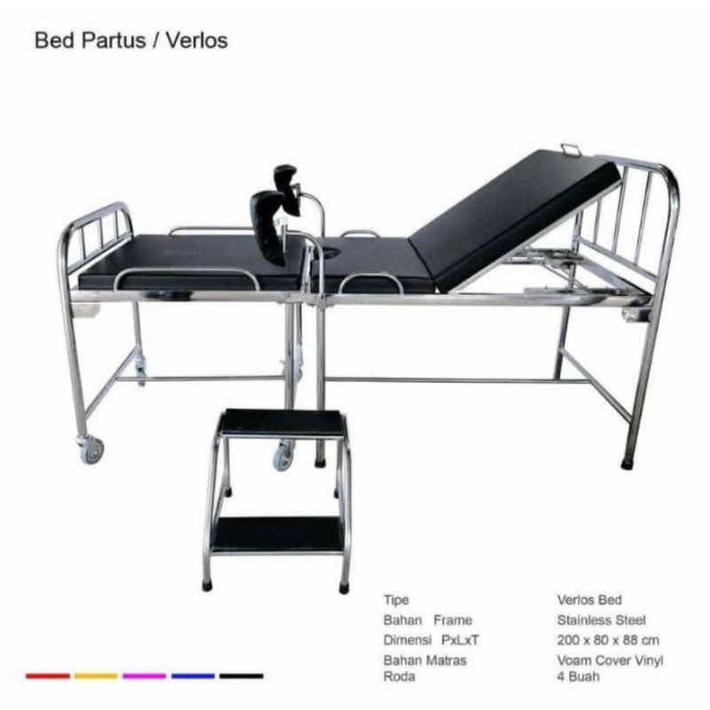 Bed partus/verlos bed (stainless)