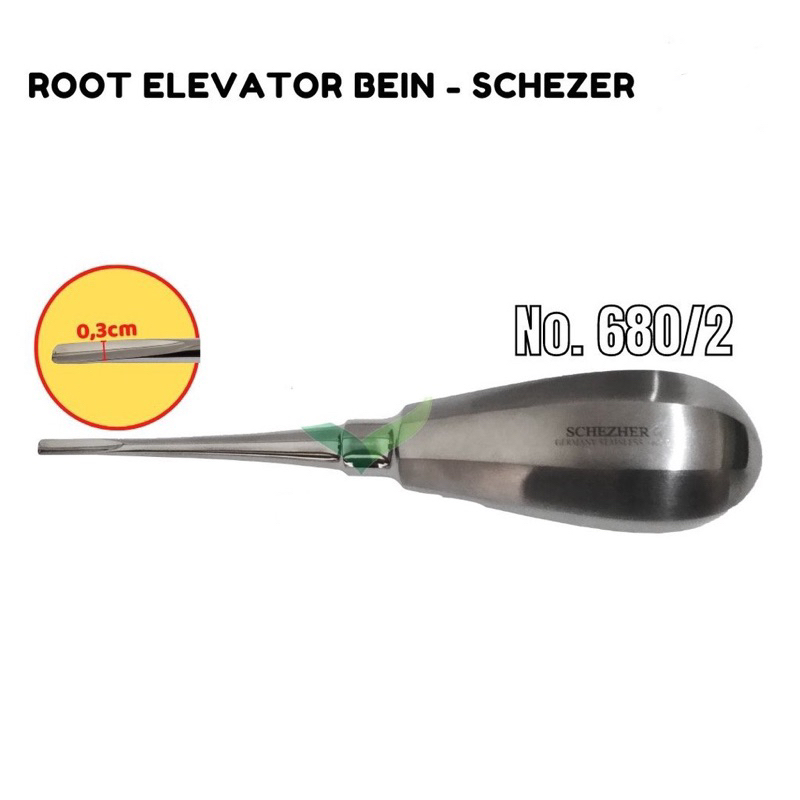 Dental Root Elevator Bein 2mm Schezer Germany Instrument