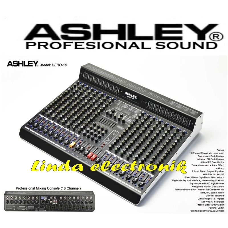 mixer ashley hero 16 ashley hero16 16 channel garansi resmi