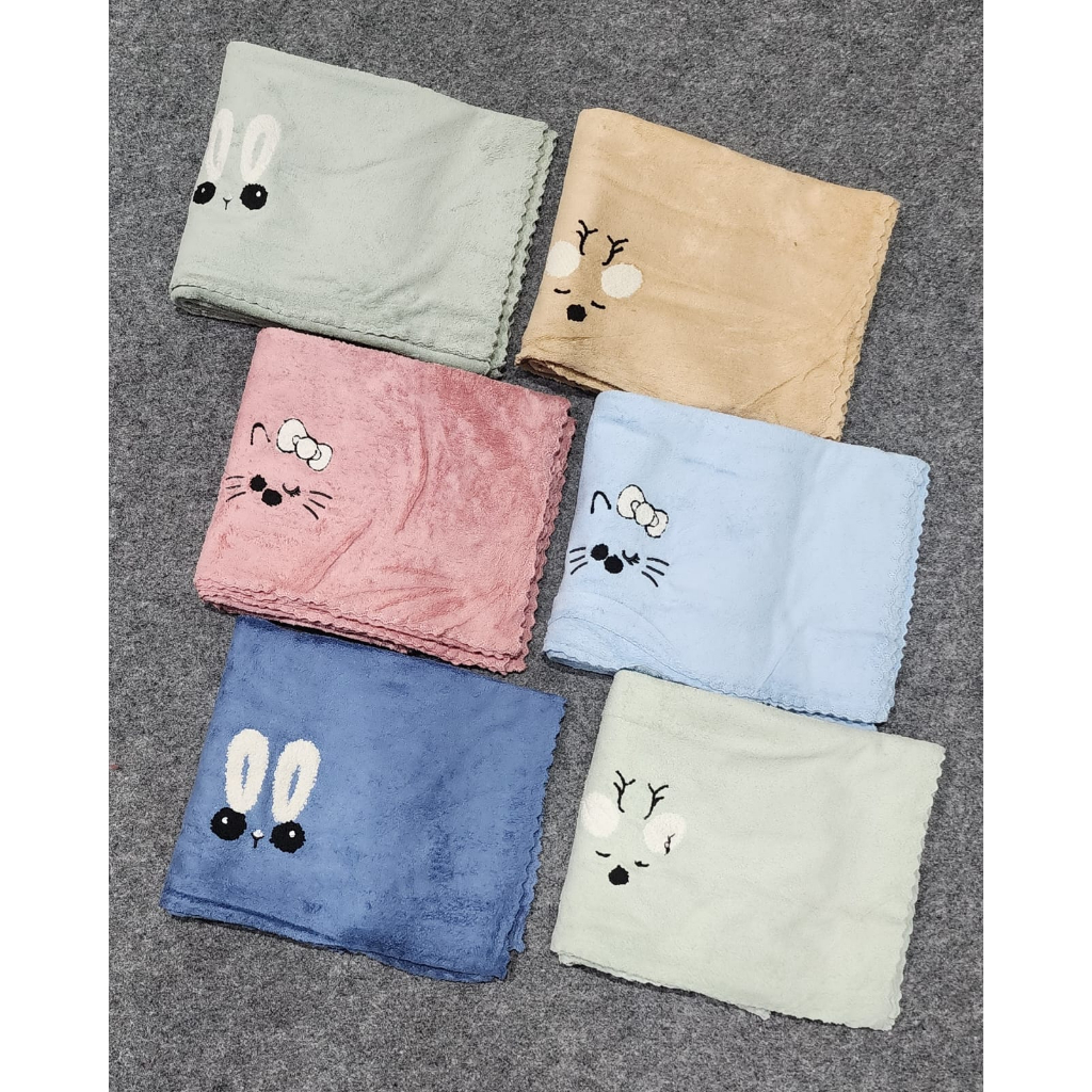 Handuk KANEBO BORDIR Ukuran 50x100 (GAMBAR/WARNA RANDOM)