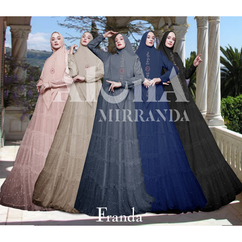 ORIGINAL Gamis Syari FRANDA Syar'i by Aluna Miranda -  Syar'i mewah pesta Realpic ORI 100%