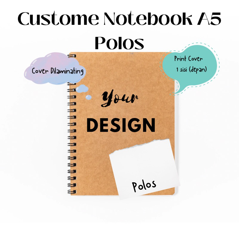 [SKi- Craft]Grosir Notebook Custom A5 Cover 1 Sisi Depan Polos Aesthetic Buku Tulis Spiral Kustom / 