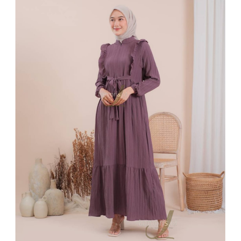 Letisa Dress Wanita Kekinian Baju Gamis Dewasa Terbaru Bahan Ladycrush Premium-2