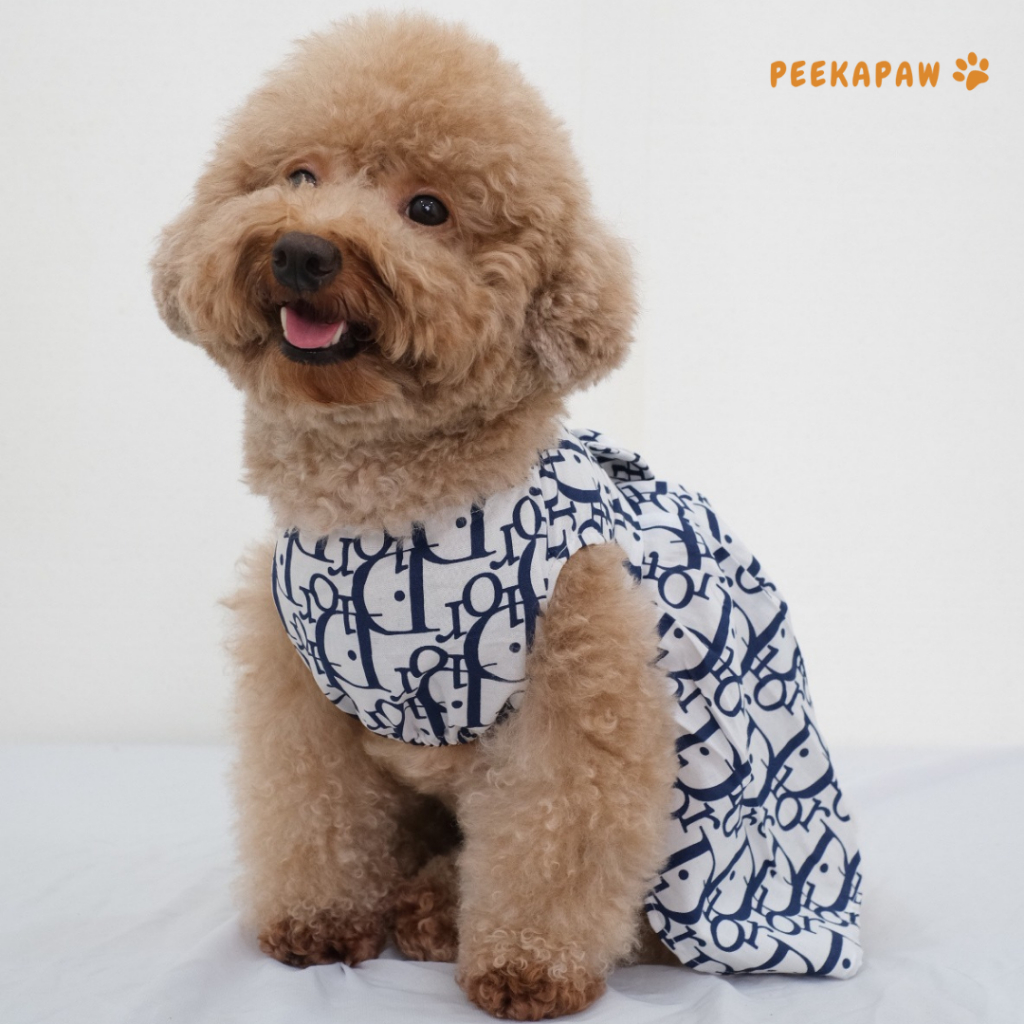 Peekapaw - Baju Anjing dan Kucing Dress Dior Putih