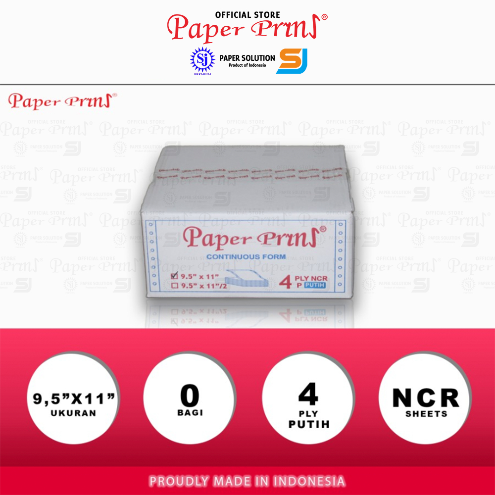 

Paperpryns Kertas Continuous Form 4PLY NCR PUTIH 9,5" x 11