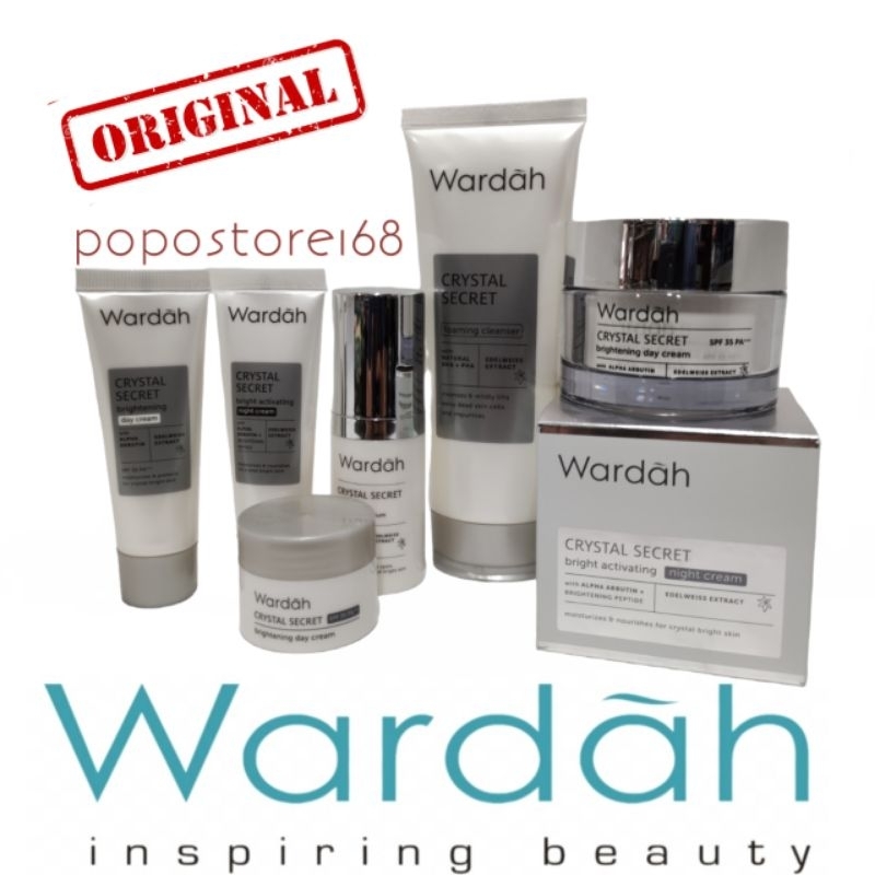 PAKET WARDAH CRYSTAL SECRET DAY/ NIGHT CREAM/ FOAMING CLEANSER/ FACE SERUM|||PAKET WARDAH WHITE SECR