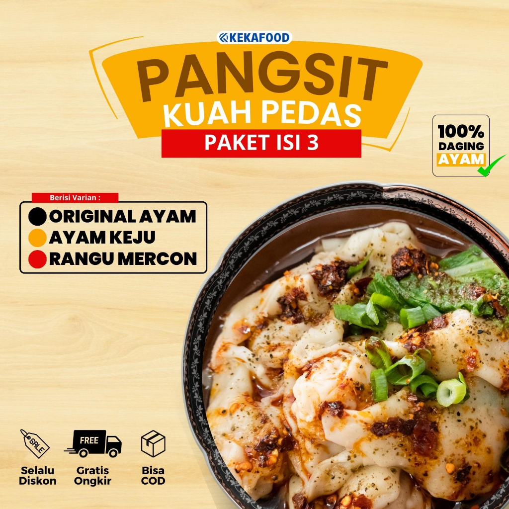 

PANGSIT KUAH PEDAS ISI 3 Best Seller isian Full Daging Ayam