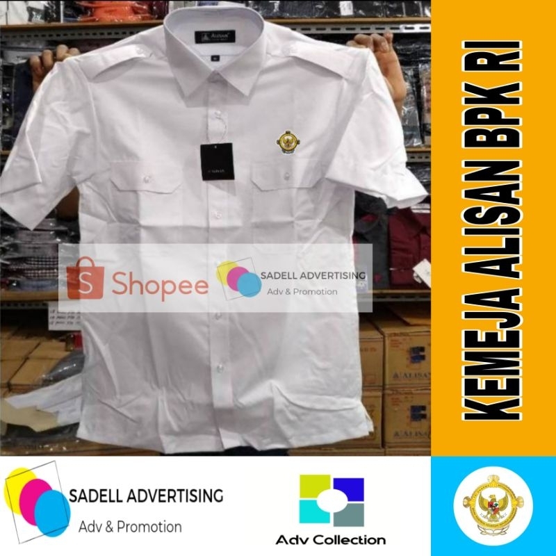 Kemeja Alisan BPK RI Pilot Seragam Alisan BPK RI Pilot Putih PDH Lengan Pendek Pria Bordir