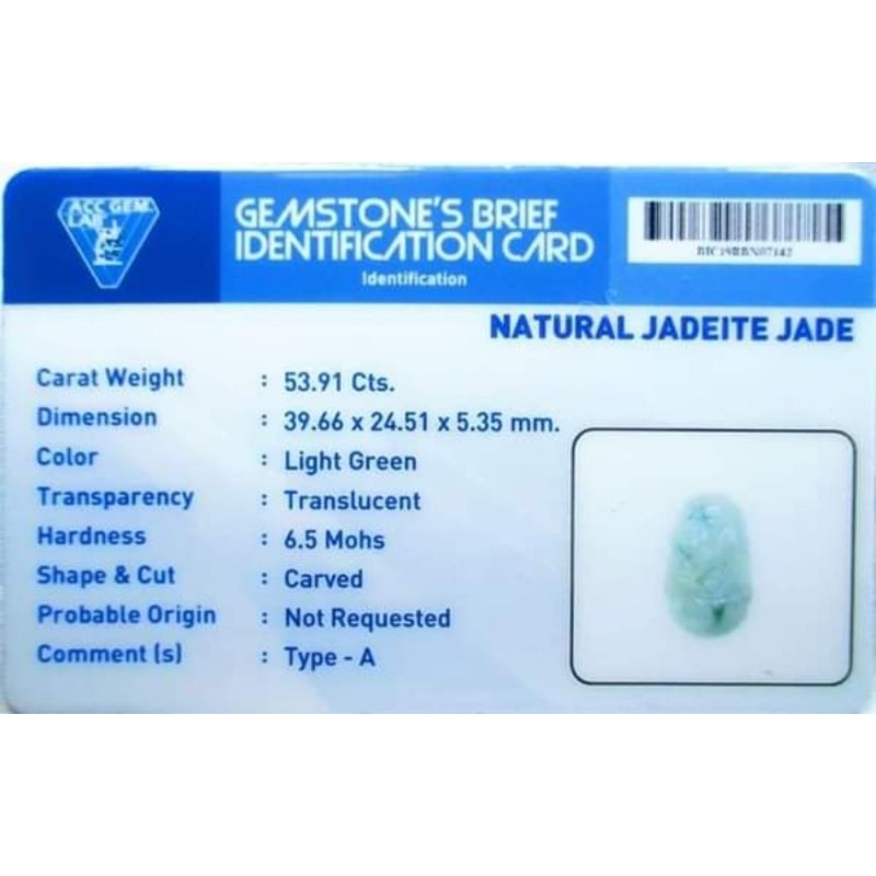 LIONTIN GIOK BURMA TYPE A LIGHT GREEN+MEMO