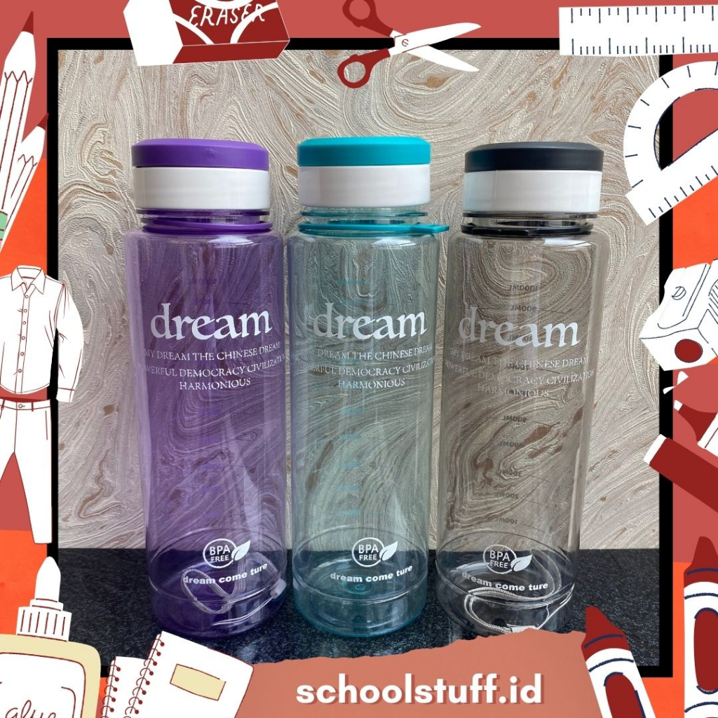 Botol Minum Sekolah 1Liter Lucu Unik SD Warna Beragam