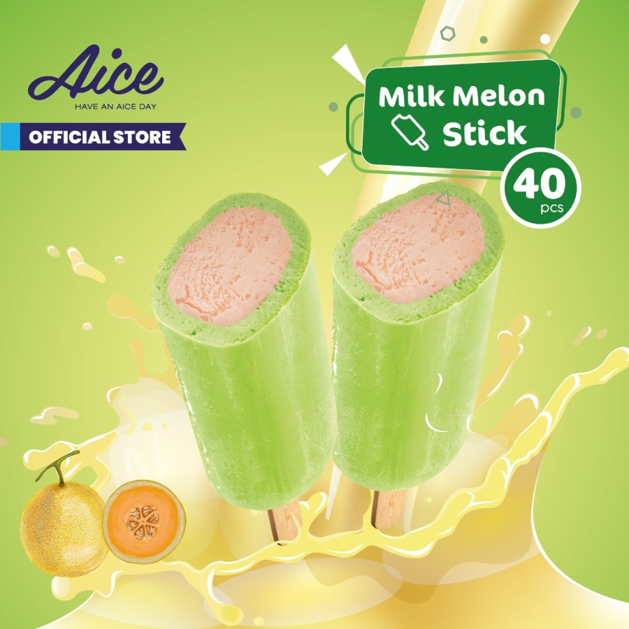

Aice Milk Melon Stick Ice Cream Eskrim 1 karton = isi 40 Pcs Es krim