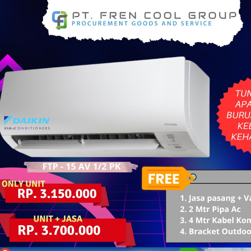 AC DAIKIN MALAYSIA 1/2 PK NEW