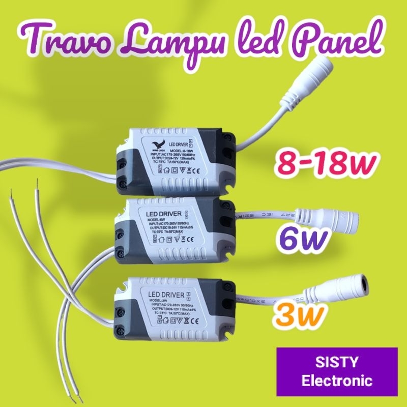 Driver adaptor Travo Lampu Led Driver Panel 3w 6w 8-18w