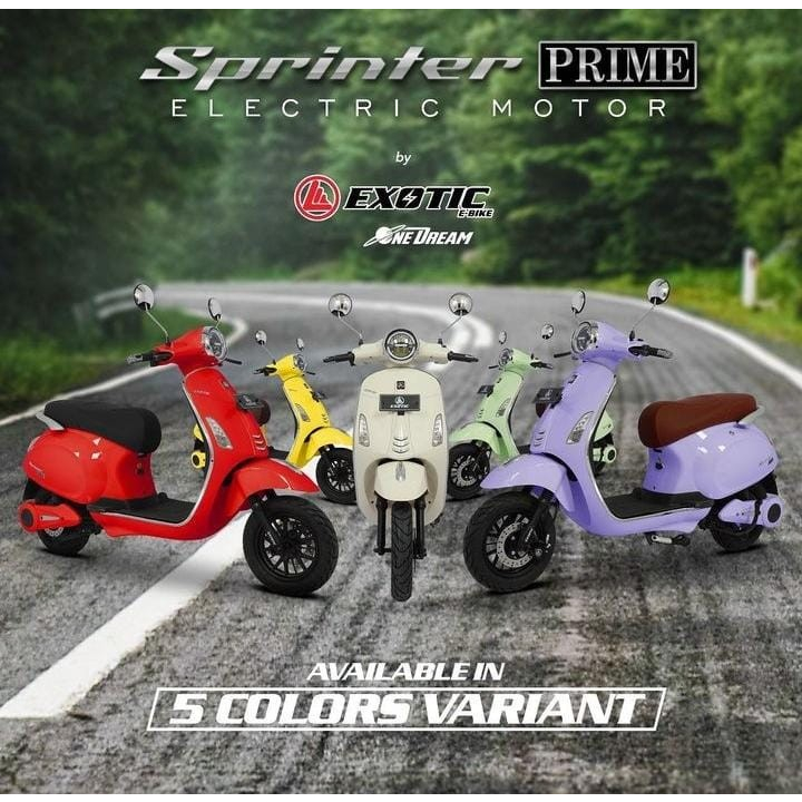 Sepeda Motor Listrik EXOTIC Sprinter Prime Motor Listrik Dewasa 1200 Watt Jarak Tempuh 55Km Electric