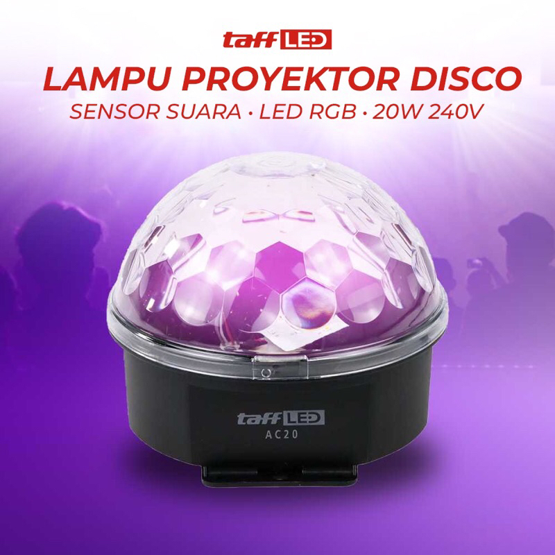 TaffLED Lampu Proyektor Disco Sensor Suara LED RGB 20W
