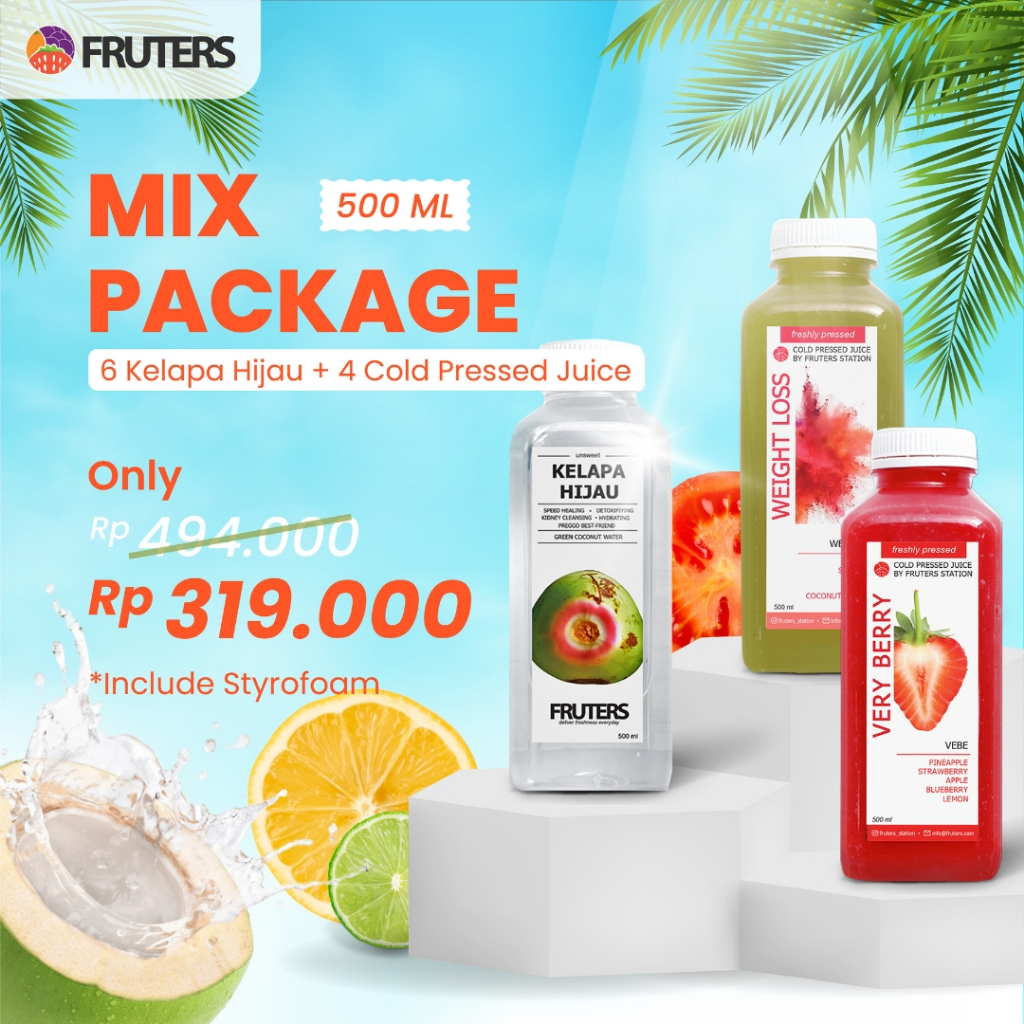 

MIX PACKAGE KELAPA HIJAU 500ML - AIR KELAPA IJO MURNI BY FRUTERSID