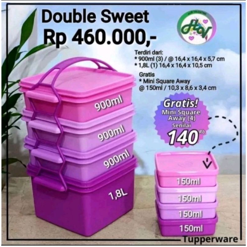 

Tuperware 8pcs Double Sweet Rantang Free Mini Square