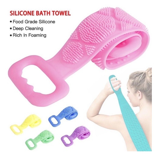 TOKOJUJUR Sikat Punggung Badan Silicone Scrubber Sponge Mandi Alat Gosok Pembersih Daki Silikon 2 Sisi Karet