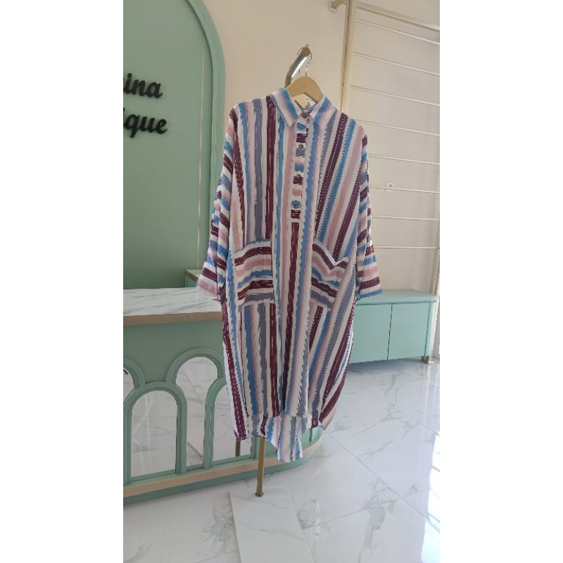 Tunik Wanita Import Motif Salur Terbaru