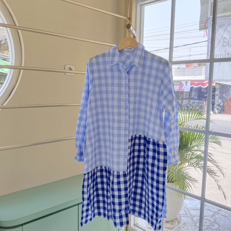 Tunik Wanita Import Motif Kotak Kotak