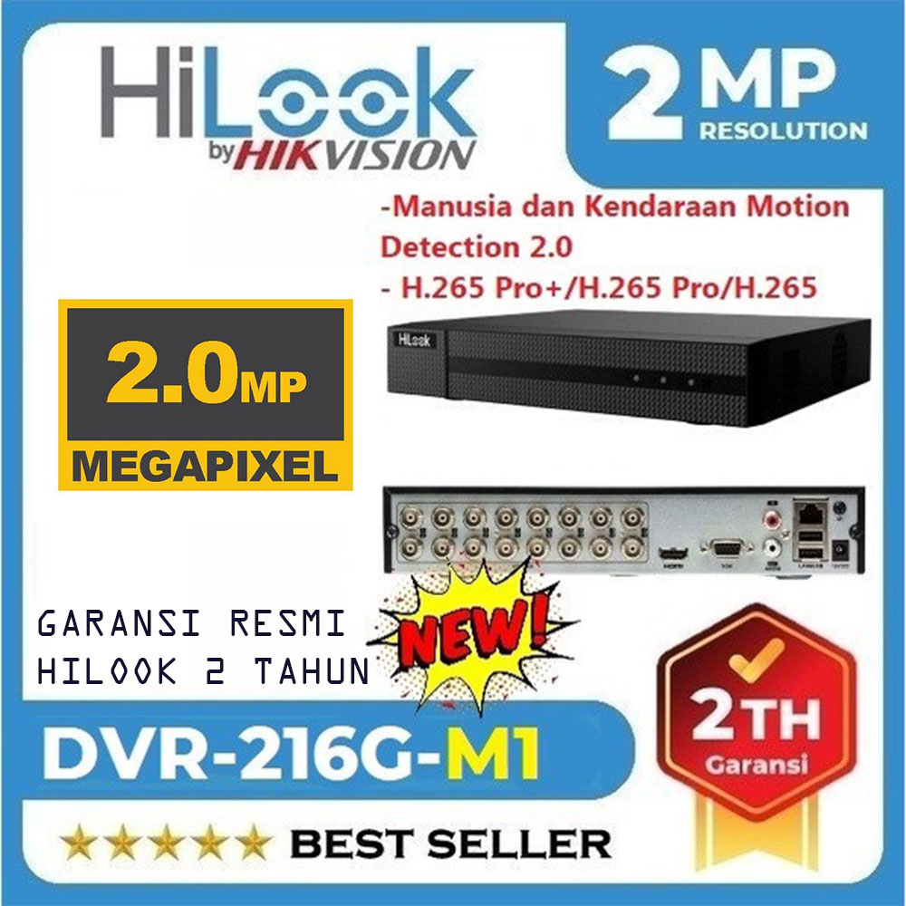 DVR HILOOK by HIKVISION 2MP 16 CHANNEL DVR-216G-M1 ACUSENSE support AUDIO