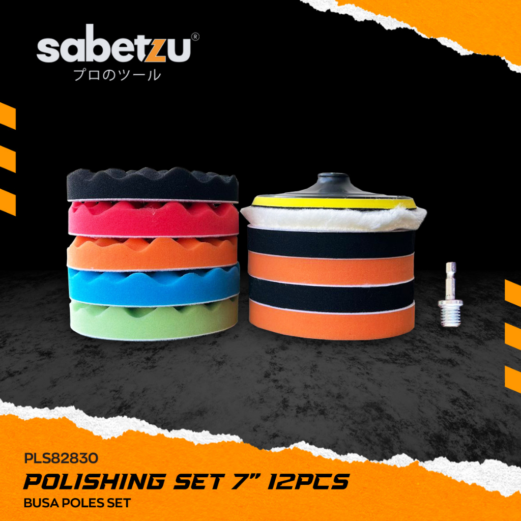 Busa Poles Mobil Motor Sabetzu 3 inch 4 Inch 5 Inch Sponge Wool Bulu Pad Poles Polishing Set 12 Pcs 