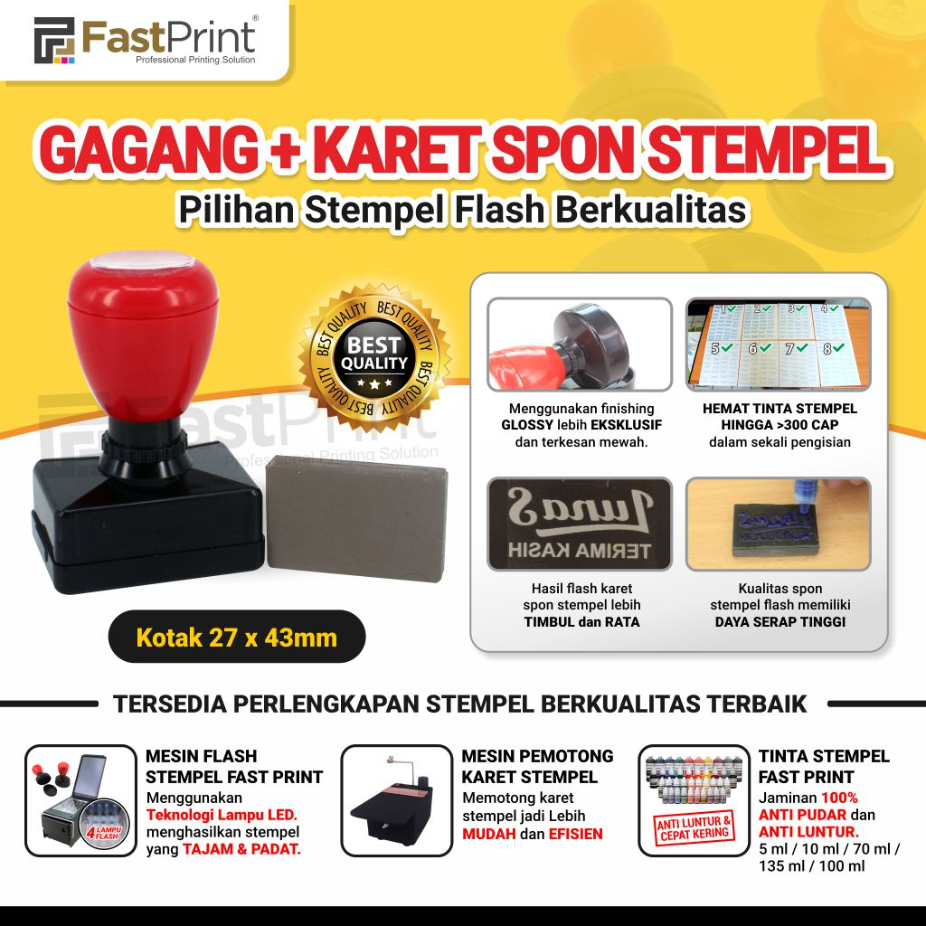 

Fast Print Gagang Stempel Flash Plus Karet Kotak Ukuran 27X43MM