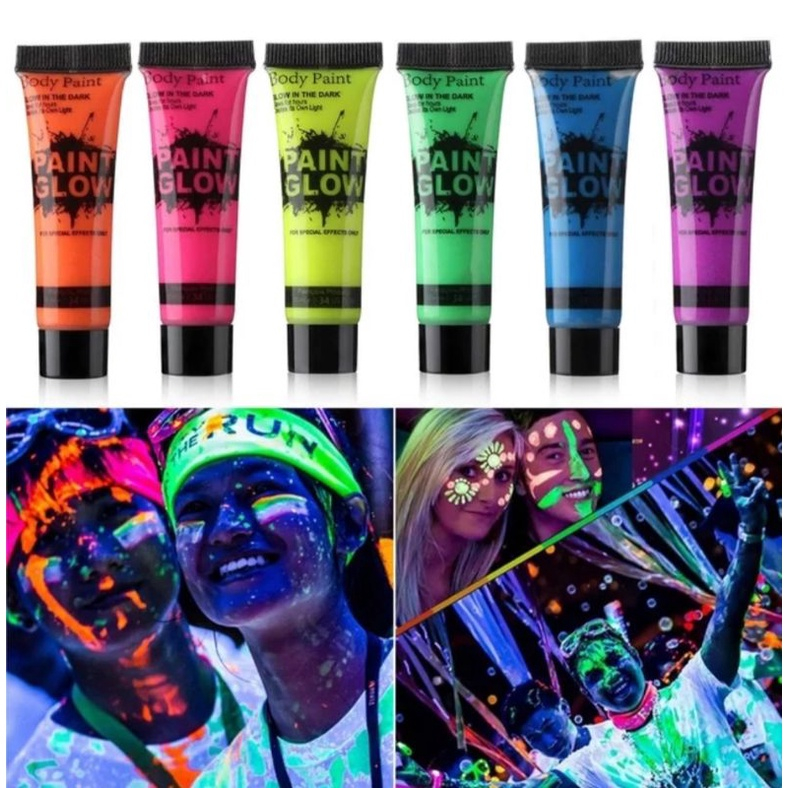 

BN - Cat Lukis Badan Wajah Cair Body Face Painting UV Paint/Glow in the Dark Dengan Lampu UV