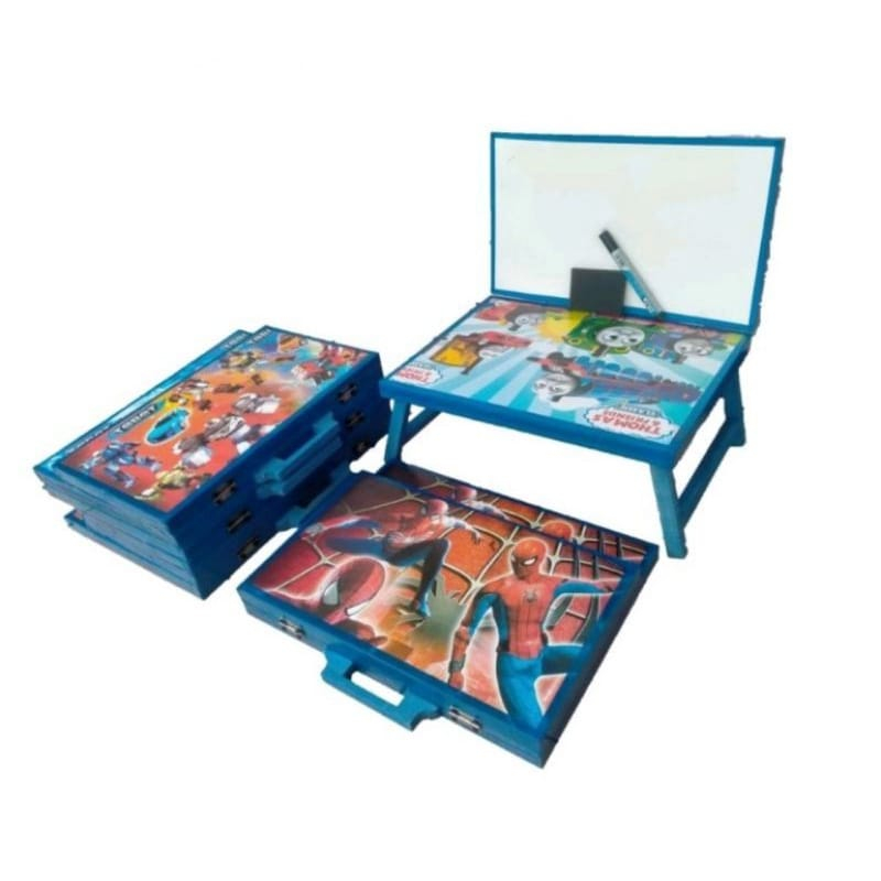 

Meja Belajar plus papan tulis Lipat Karakter Anak Minimalis gratis spidol dan penghapus premium