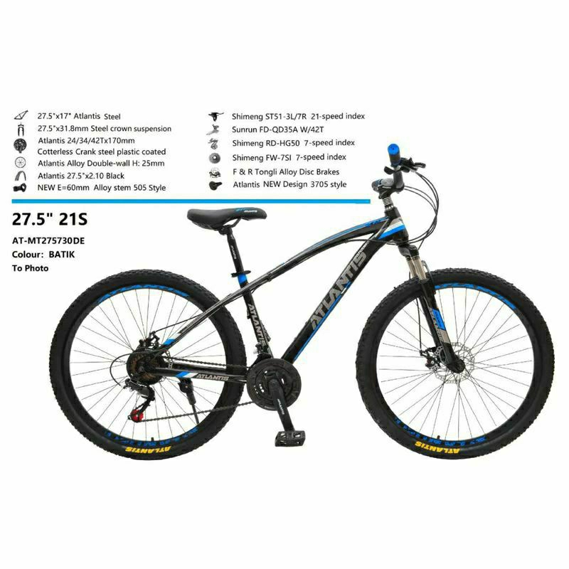 Sepeda Gunung MTB Atlantis 730 DE Discbrake Ukuran 27,5 Inch
