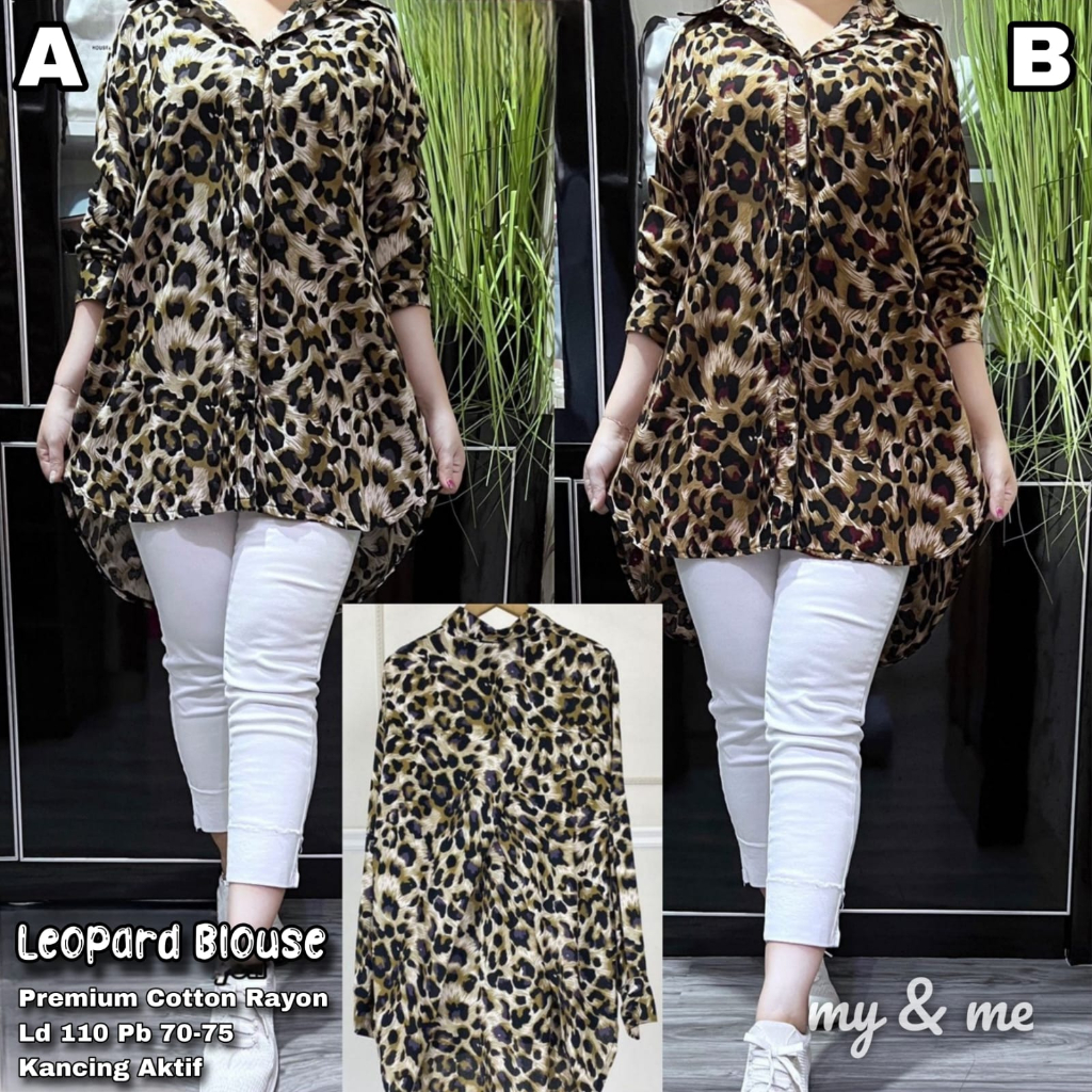 Baju Atasan Wanita Terbaru Leopard Blouse Cewe Dewasa Kuliah Kerja Kantor Motif Macan
