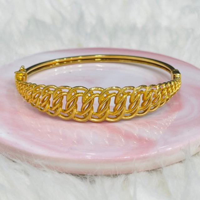 Gelang bangle rantai kerawang simple elegant emas asli kadar 700￼
