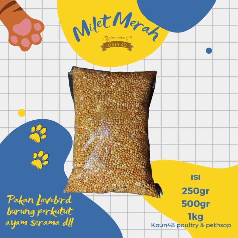 Milet Merah kiloan Pakan Burung milet merah 1kg