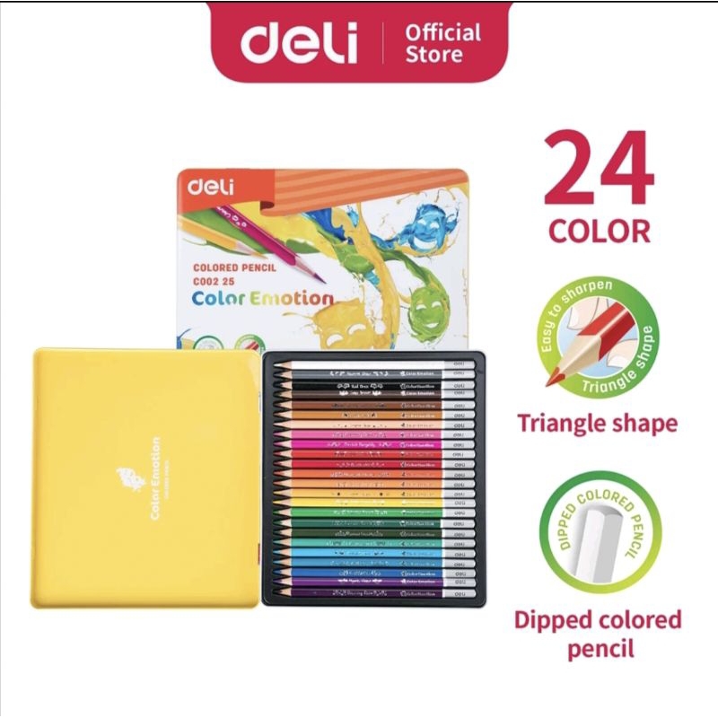 

TOKO_ATK168 Deli Pensil Warna Celup Halus 24 Warna, Bentuk Segitiga Ergonomis - EC00225