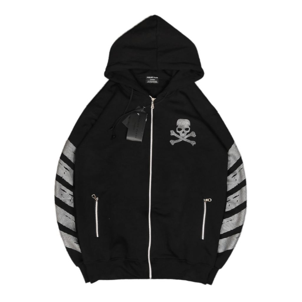 JAKET HOODIE ZIPPER PHILIPP PLEIN SKULL COLOR BLACK