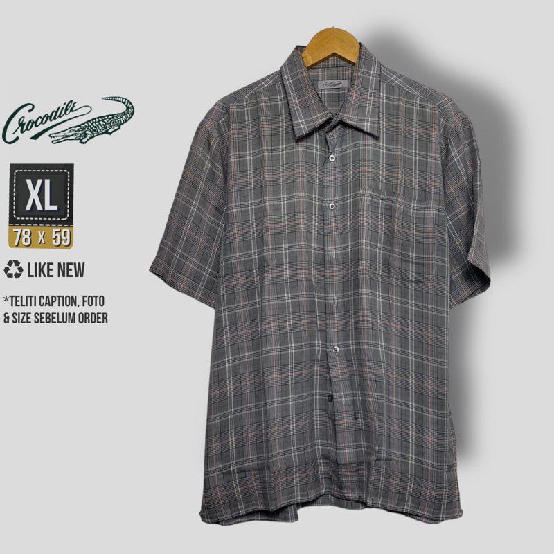 KEMEJA KOTAK PRIA CROCODILE GREY SIZE XL